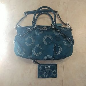 Coach teal Madison op art